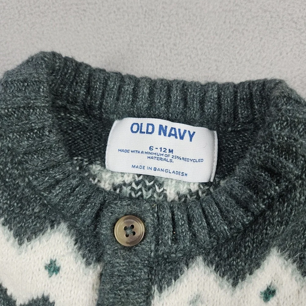 Old Navy SoSoft Sweater-Knit Henley One-Piece Baby 6-12 Months Trucks Christmas